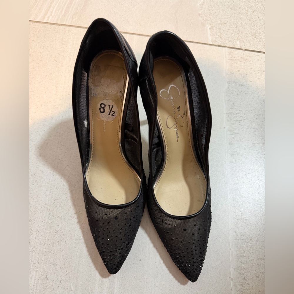 Jessica Simpson Black Mesh Pointed Toe Heels
